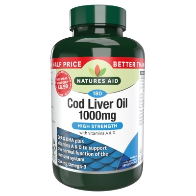 Natures Aid Cod Liver Oil 1000mg 180 caps (Better Than Half Price)